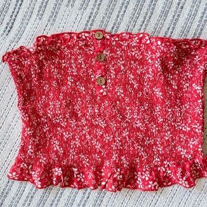Crop top - tube top - red floral summer time